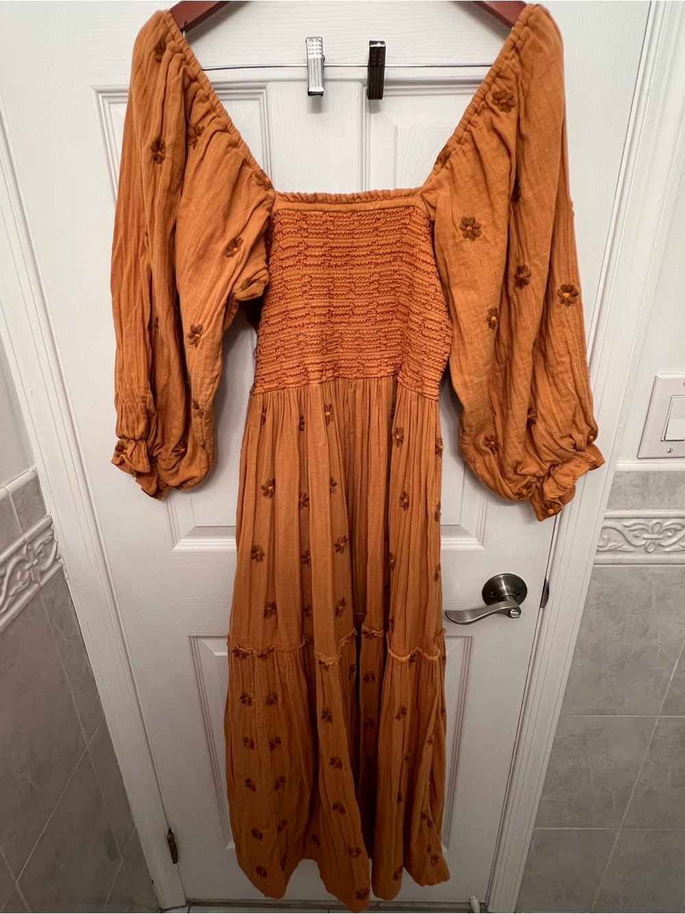 Free People Dahlia Embroidered Mustard Yellow Maxi Dress - Picture 3 of 7